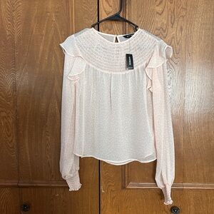 Express Light Pink Smocked Blouse
